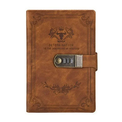 A5 Retro Password Lock Diary – 200-Page Journal Notebook with Secure Lock