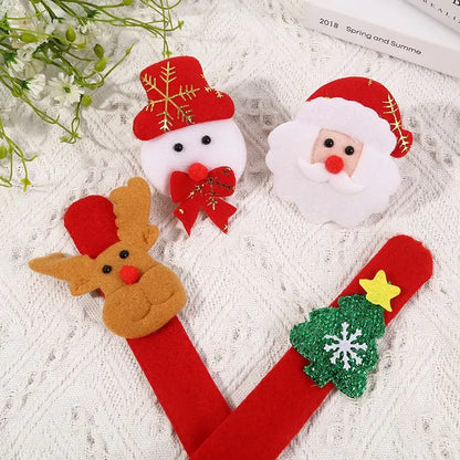 12/24PCS Red Christmas Slap Bracelets – Santa & Elk Kids Party Favors, Xmas Gifts, Ornaments & New Year Decor