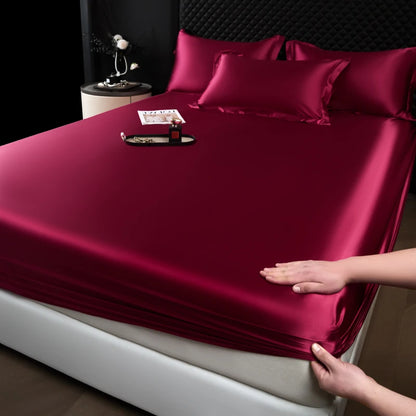 Rayon Satin Fitted Sheet – Soft Mattress Cover with Elastic Band for Single, Double, Queen & King Beds