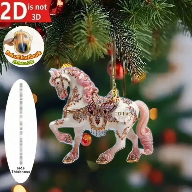 Cute Cat 2D Acrylic Christmas Pendant – Flat Hanging Ornament for Xmas Tree, Holiday Party & Festive Home Decor