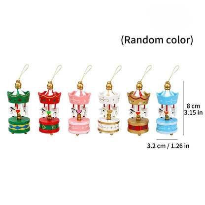 Wooden Carousel Horse Christmas Ornaments – Miniature Hanging Tree Pendants, Holiday Home Decor, Kids’ Gifts & Party Favors