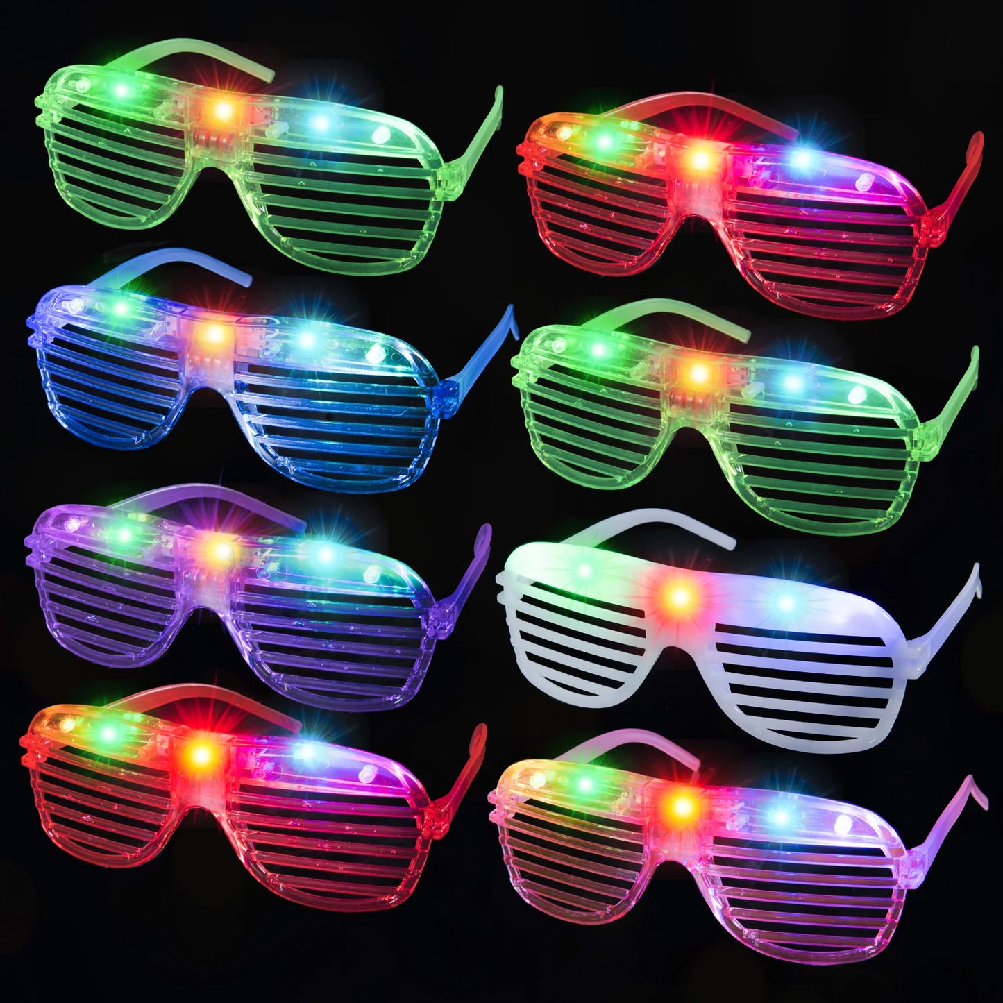 Lunettes de fête lumineuses à LED – Lunettes néon phosphorescentes 3 modes pour anniversaires, mariages et festivals