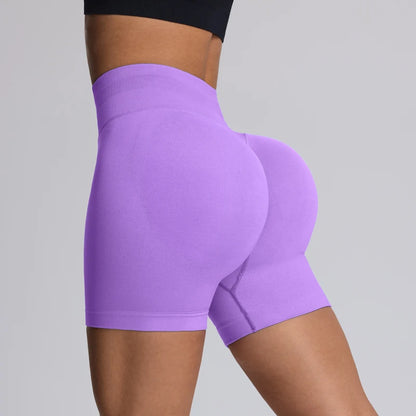 Shorts de yoga femme taille haute gainant sans couture pour l'entraînement, la salle de sport, la course et le fitness, à fort impact
