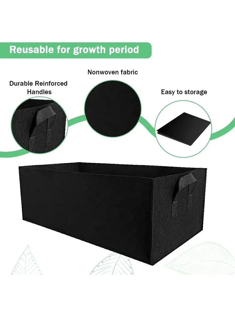 Sac de culture carré en feutre – Conteneur de croissance en tissu non tissé pour légumes, fleurs, herbes et plantation de jardin, sac jardinière surélevée réutilisable