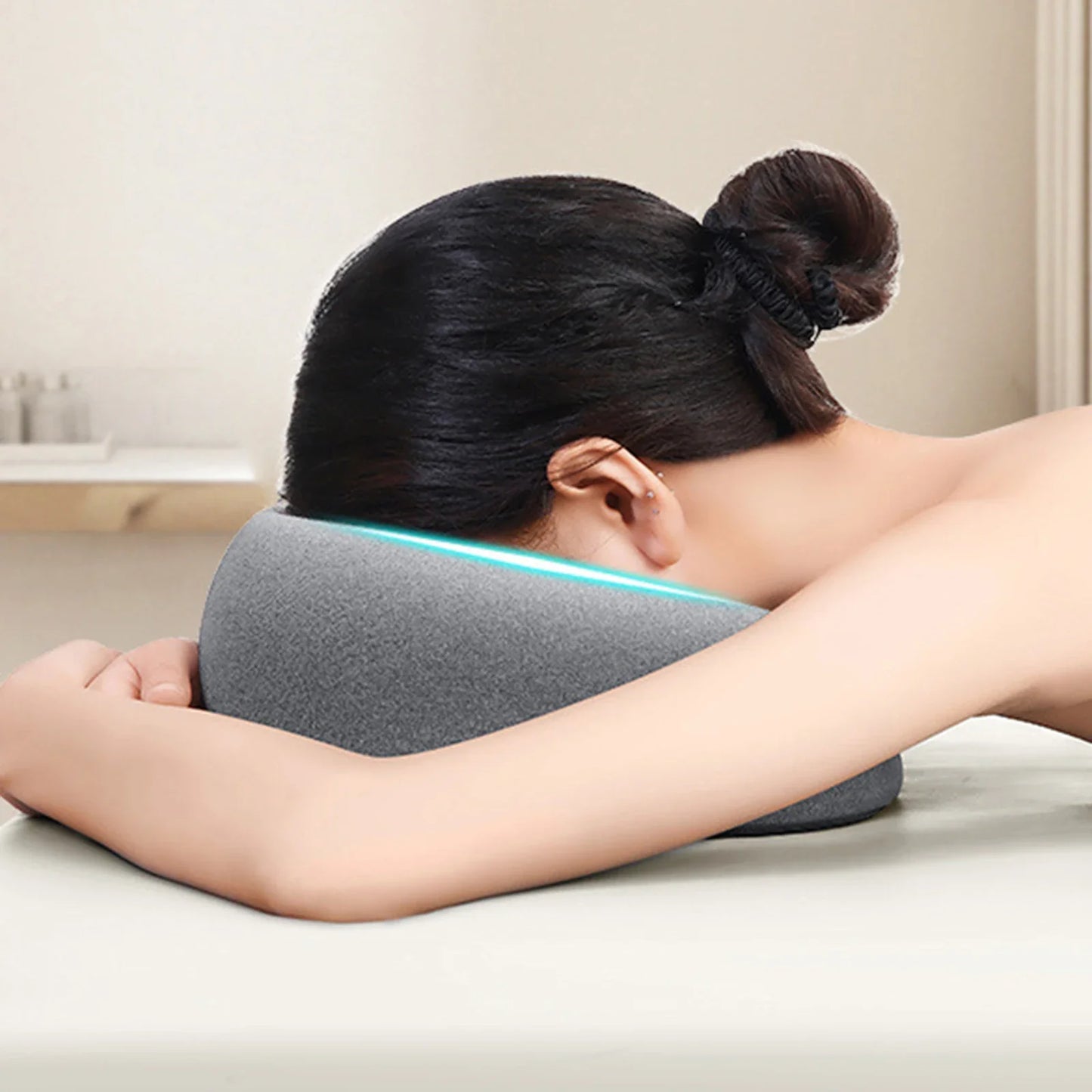 Almohada boca abajo – Almohada de siesta de espuma viscoelástica para escritorio, cojín ergonómico para dormir boca abajo, reposacabezas cómodo para el descanso en la oficina, mesa de masaje, salón de belleza y relajación en el hogar