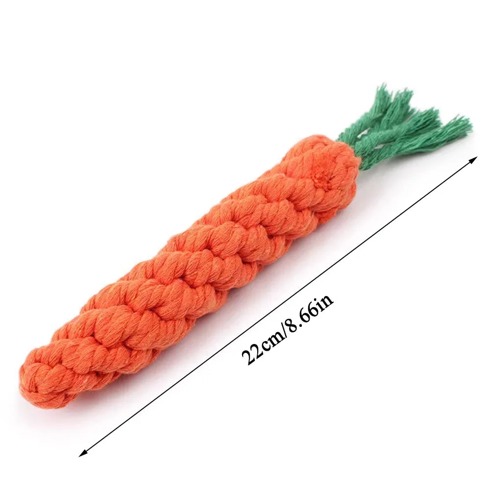 Juguete de cuerda con forma de zanahoria para perros, de algodón duradero, para masticar, para cachorros y perros, para limpiar los dientes, resistente a las mordeduras
