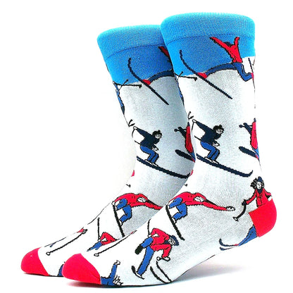 Funny Colorful Hip Hop Socks – Combed Cotton Animal, Astronaut & Geometric Print Socks for Men & Women, Business Dress Wear