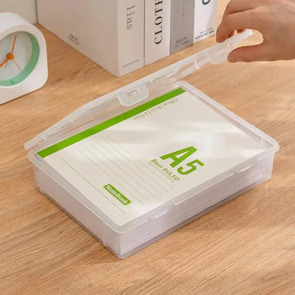 Caja organizadora de plástico transparente – Contenedor portátil a prueba de polvo para documentos, papelería y accesorios