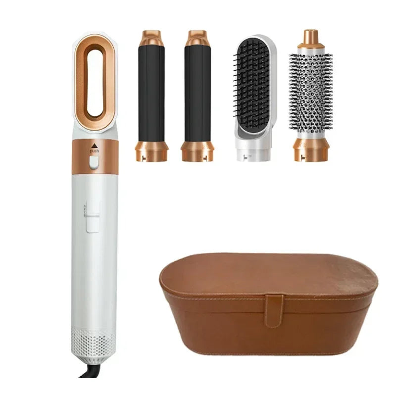 5-in-1 Hair Dryer & Styling Tool Set – Professional Hot Air Brush, Curling Iron, Hair Straightener & Volumizing Comb for Home & Salon Use
