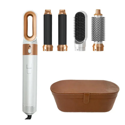 5-in-1 Hair Dryer & Styling Tool Set – Professional Hot Air Brush, Curling Iron, Hair Straightener & Volumizing Comb for Home & Salon Use