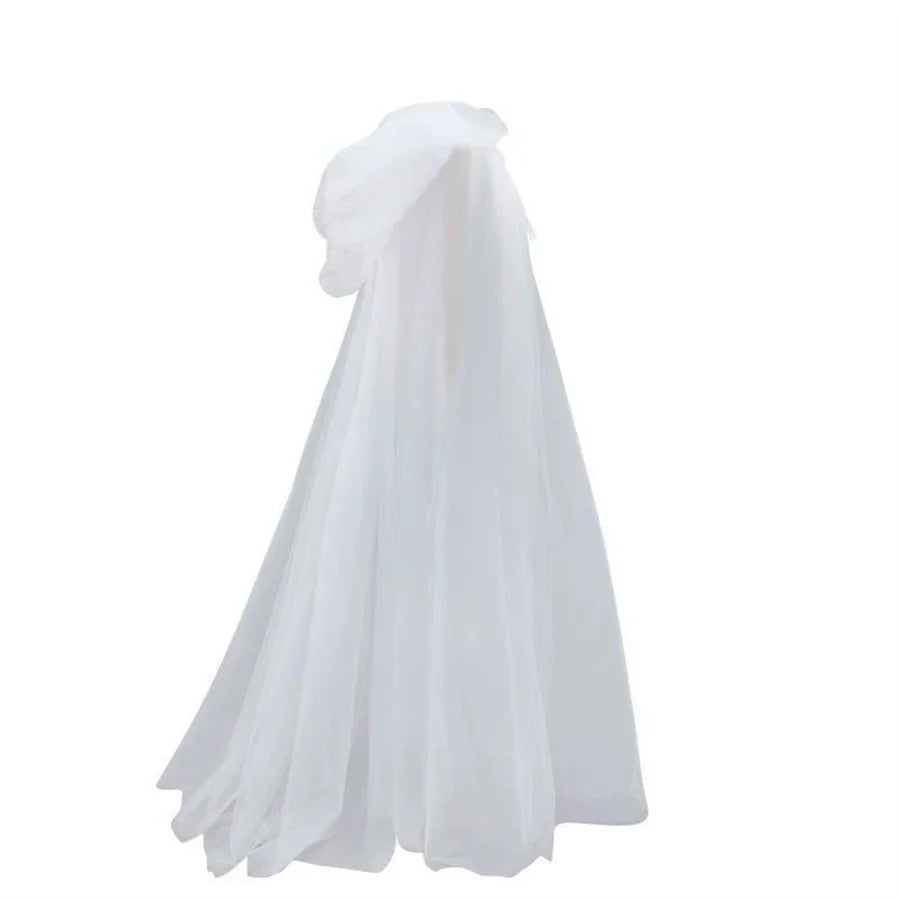 Ghost Witch Cosplay Costume with Hooded Cloak – Death God Net Long Dress Full Set for Halloween, Stage Performance & Party Outfit