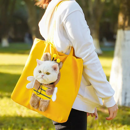 Portable Crossbody Pet Carrier Bag – Single-Shoulder Cat & Small Dog Travel Bag with Exposed Head Design, Lightweight Pet Outing Carrier