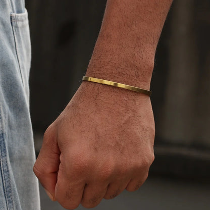 Pulsera de cadena cubana de acero inoxidable de 3 mm - Pulsera de puño abierto ajustable para hombres | Accesorio de joyería de moda urbana hip hop