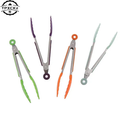Silicone BBQ Grilling Tongs – Non-Stick Stainless Steel Kitchen Cooking, Salad & Serving Tongs