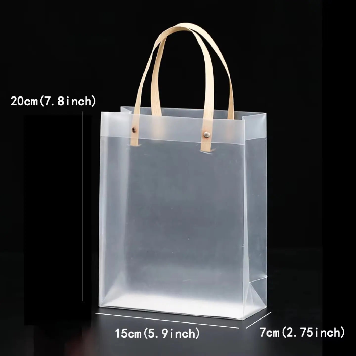 10PCS Frosted Transparent Plastic Gift Bags with Handles for Retail, Gifts, Shopping & Packaging