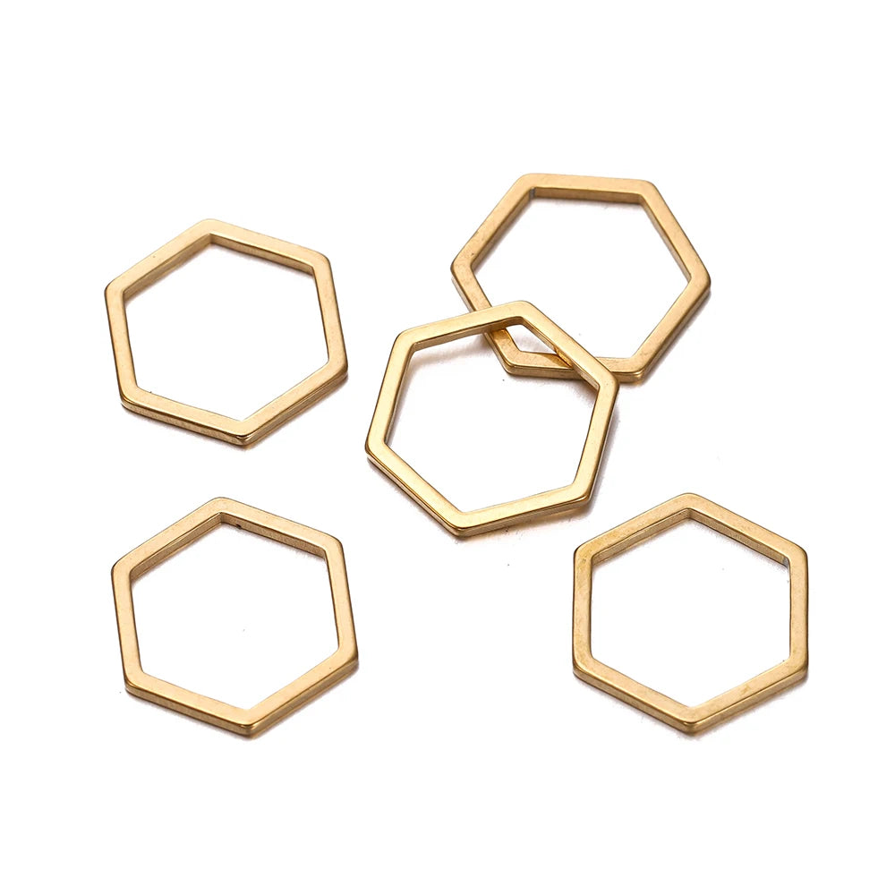 10 breloques géométriques creuses en acier inoxydable pour bijoux – Connecteurs de pendentif pour boucles d'oreilles, colliers et fabrication de bijoux
