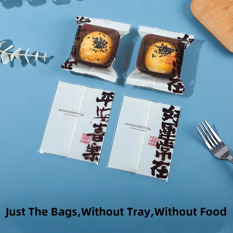 LBSISI Life 100 bolsas para galletas de luna – Bolsas de plástico transparentes para empaques de regalo caseros para festivales, galletas y crujientes de yema de huevo