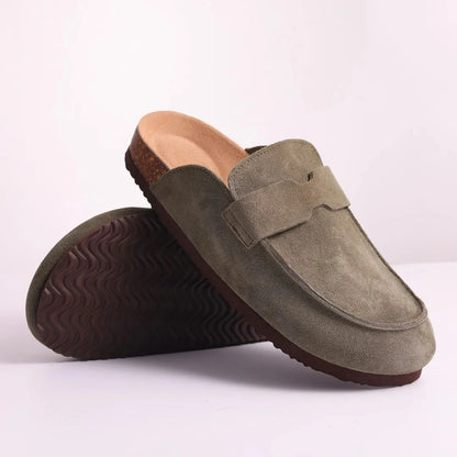 Zuecos de ante Crestar Cork – Zapatillas tipo mules unisex antideslizantes con soporte para el arco del pie