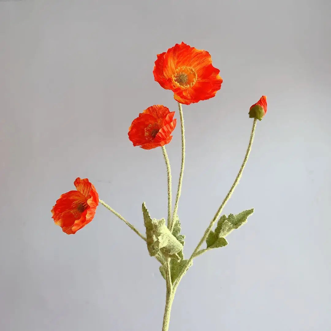 4 Heads Artificial Poppy Bouquet – Realistic Faux Flowers for Home Décor, Garden, Wedding Decoration, Party Arrangements & DIY Floral Projects