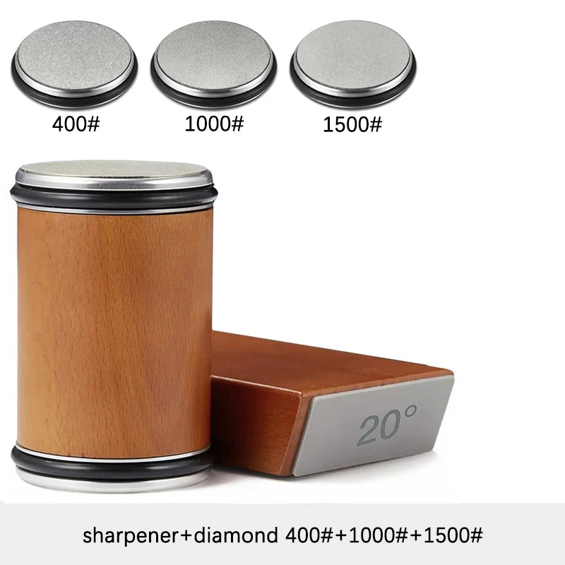 Juego de afilador de cuchillos rodante – Piedra de afilar de diamante con guía angular de 15° y 20° para cuchillos de cocina