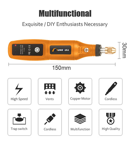Mini Rotary Tool USB Engraver – Rechargeable Cordless Grinder Drill for DIY Carving, Polishing & Crafts