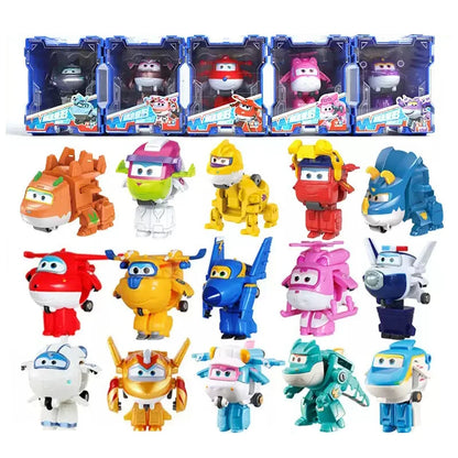 Super Wings Mini Transforming Plane Robot Toy – Anime-Style Deformation Action Figure, Transformable Aircraft Toy for Kids & Christmas Gifts