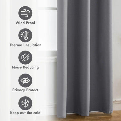 Lot de 2 rideaux occultants – Panneaux de fenêtre isolants thermiques anti-UV pour chambre et salon