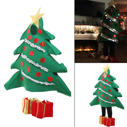 Adult Christmas Tree Costume with Shoe Covers, Funny Holiday Cosplay Outfit for Men and Women, Xmas Party Masquerade, Fancy Dress, Role Play and Festive Celebrations