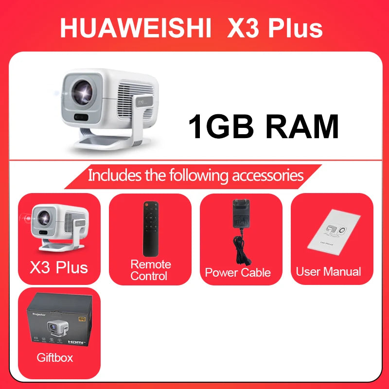 Huaweishi 4K Projector – Portable Android Projector with Native 1080P, 600 ANSI Lumens & Auto Focus for Home Cinema & Outdoor Use