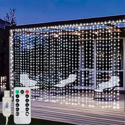 Luces USB LED de Cortina – 8 Modos de Iluminación con Control Remoto para Decoración de Dormitorio, Boda, Festividades y Hogar (3M/6M)