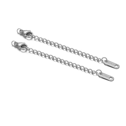 10-Piece Stainless Steel Lobster Clasps with 5cm Extension Chains – Jewelry Connectors for DIY Bracelets & Necklaces