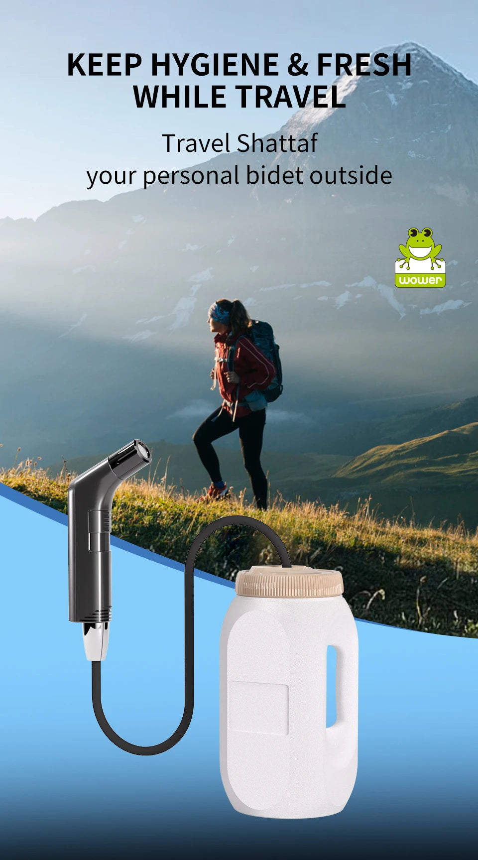 Pulverizador de bidé eléctrico portátil de 2.5L – Bidé de viaje recargable para higiene personal con boquilla Shataf de mano para camping, baño y limpieza sobre la marcha