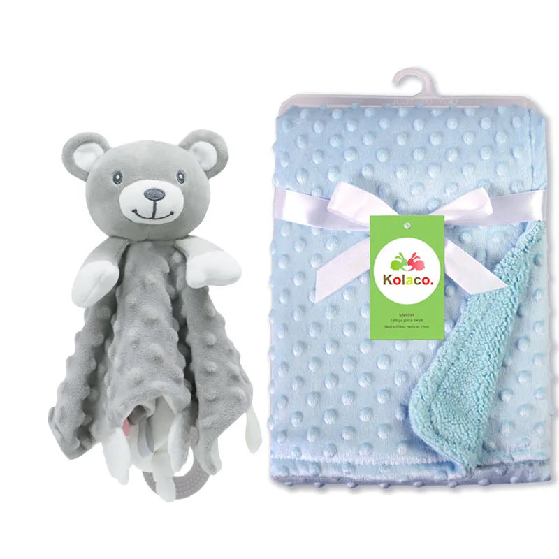 Couverture et doudou personnalisés avec prénom de bébé – Ensemble doux en minky à pois, 2-en-1, cadeau de naissance personnalisé pour garçons et filles