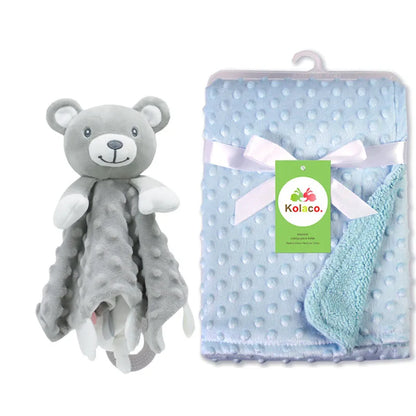 Couverture et doudou personnalisés avec prénom de bébé – Ensemble doux en minky à pois, 2-en-1, cadeau de naissance personnalisé pour garçons et filles