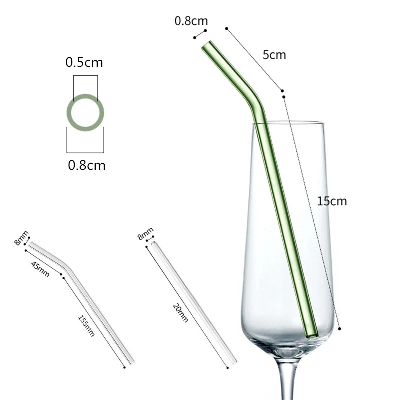 8.5 Inch Reusable Glass Straws Set, 8mm Multi-Color Drinking Straws, Eco-Friendly Glass Straws for Smoothies, Milkshakes, Cocktails and Cold Drinks