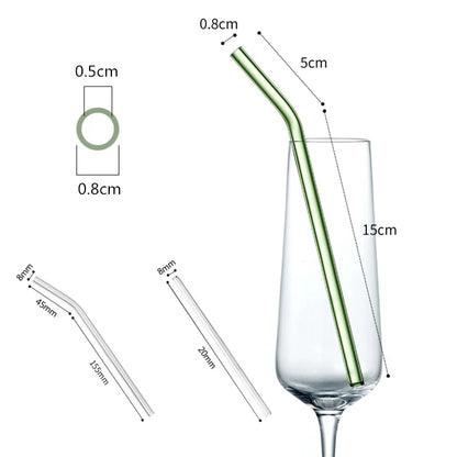 8.5 Inch Reusable Glass Straws Set, 8mm Multi-Color Drinking Straws, Eco-Friendly Glass Straws for Smoothies, Milkshakes, Cocktails and Cold Drinks