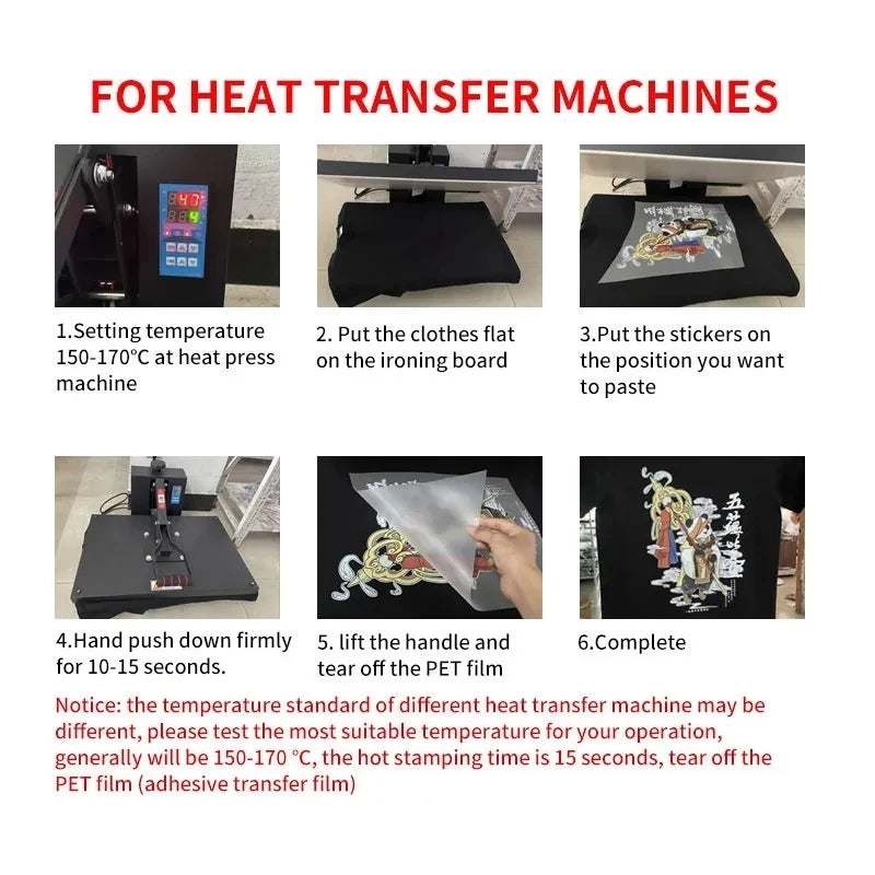 Custom Heat Transfer Stickers – DIY Washable T-Shirt Iron-On Patches | Personalized Photo, Logo & Design DTF Color Vinyl Transfer