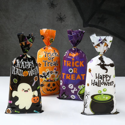 25/50/100PCS Halloween Ghost & Cat Gift Bags – Candy & Cookie Treat Packaging Bags for Trick-or-Treat, Halloween Parties & Decorations 2025