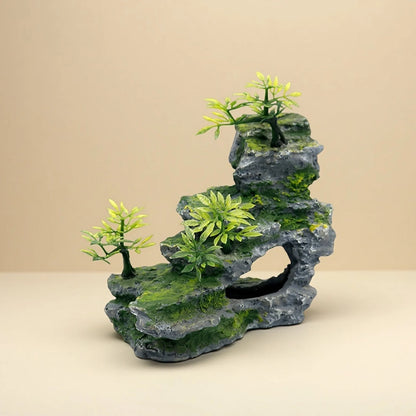 Resin Aquarium Mountain Cave Ornament – Realistic Rock-Style Aquascaping Decoration for Fish Tank Landscaping, Home & Office Decor