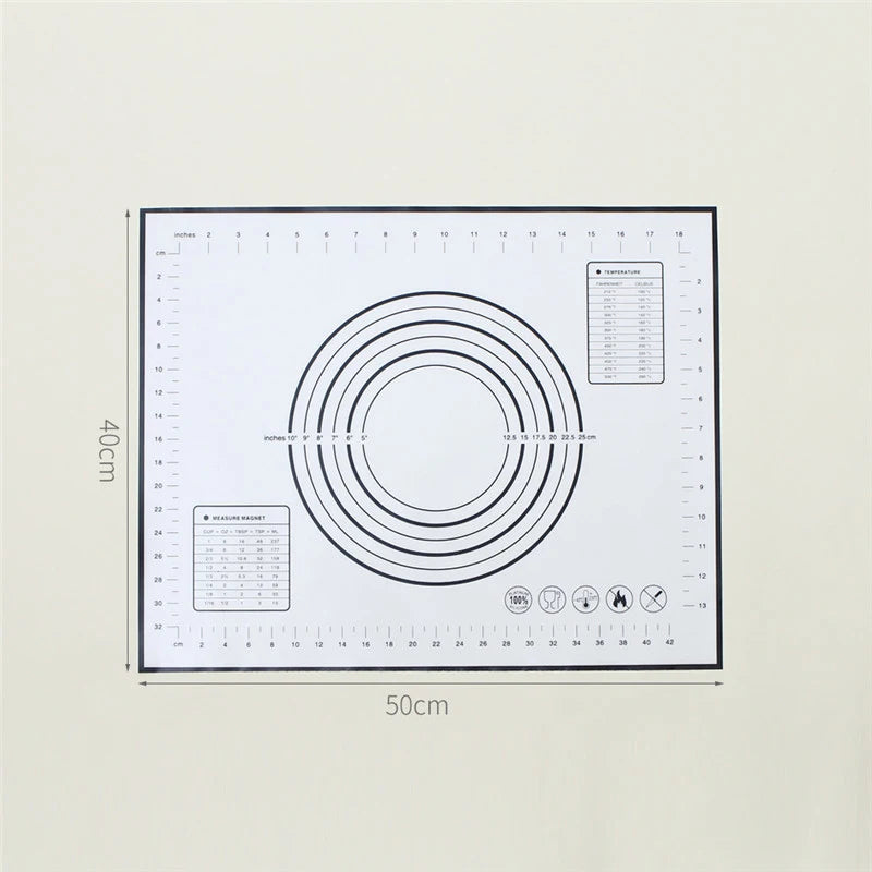 Tapete de silicona para hornear - Tapete antiadherente para amasar masa de 40/50/60 cm, lámina grande de cocina para extender masa para pizza, pan, pastel y preparación de horneado, almohadilla reutilizable de grado alimenticio