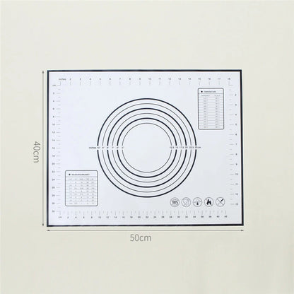 Tapete de silicona para hornear - Tapete antiadherente para amasar masa de 40/50/60 cm, lámina grande de cocina para extender masa para pizza, pan, pastel y preparación de horneado, almohadilla reutilizable de grado alimenticio