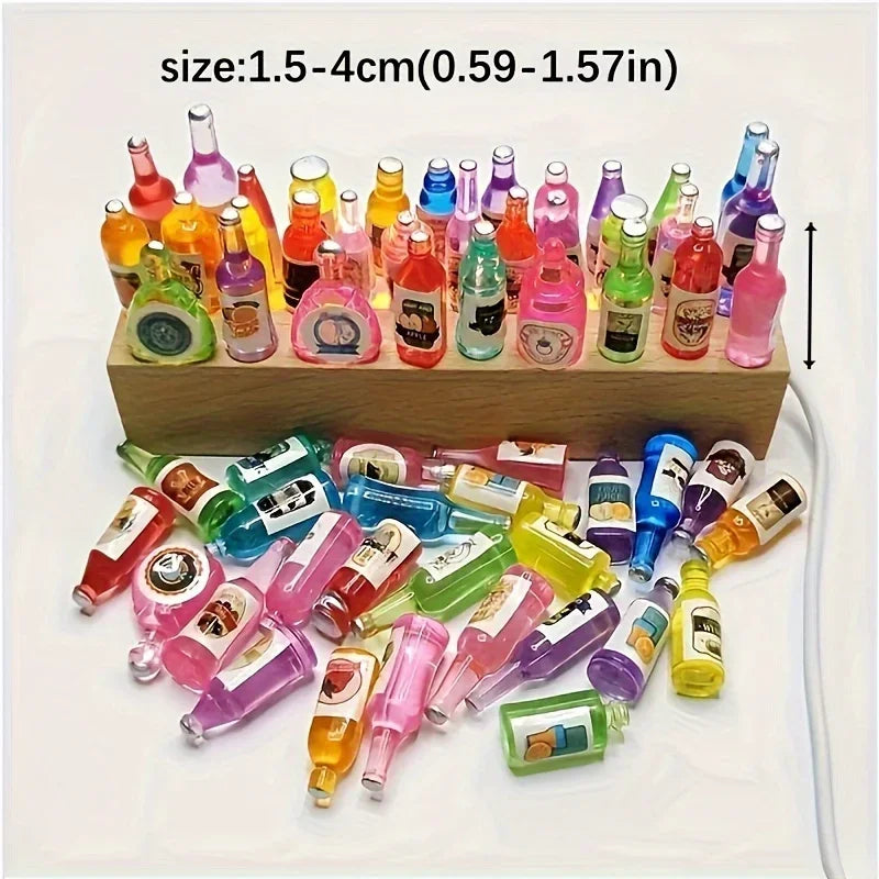 50 mini bouteilles de boisson miniatures – Décorations DIY de petites bouteilles de vin pour l'artisanat miniature et les coques de téléphone