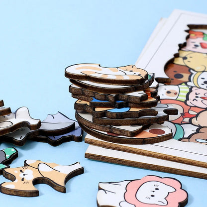 Puzzle en bois Montessori animaux – Jouet empilable chat, jeu de casse-tête éducatif pour enfants, jouet d'apprentissage créatif en bois, travaux manuels de peinture et décoration de chambre