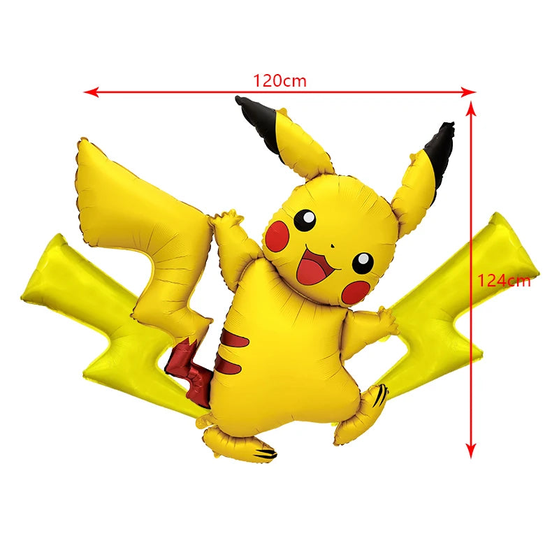 Pokémon Birthday Party Decorations – Lightning Pikachu Balloon Set with Disposable Tableware, Banner, Backdrop & Plates for Kids Events