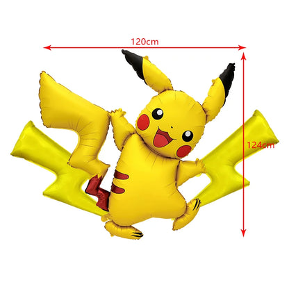 Pokémon Birthday Party Decorations – Lightning Pikachu Balloon Set with Disposable Tableware, Banner, Backdrop & Plates for Kids Events
