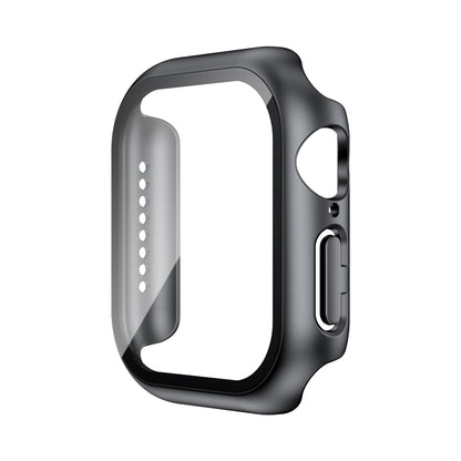 Funda con protector de pantalla de cristal templado para Apple Watch Series 10, 9, 8, 7, 6, SE y 5 (38 mm-46 mm) – Cubierta protectora completa 2 en 1