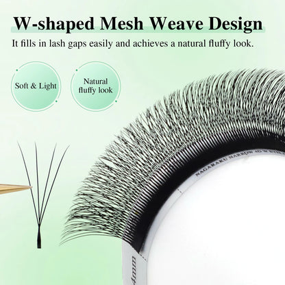 NAGARAKU V Shape Premade Eyelash Extensions – 2D/3D/4D/5D W Volume Fans for Natural Soft Fluffy Volume Lash Look