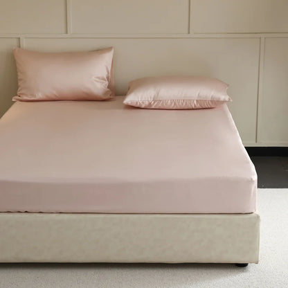 Luxury Mulberry Silk Fitted Sheet – Soft Elastic Mattress Cover for Single, Double, Queen & King Beds