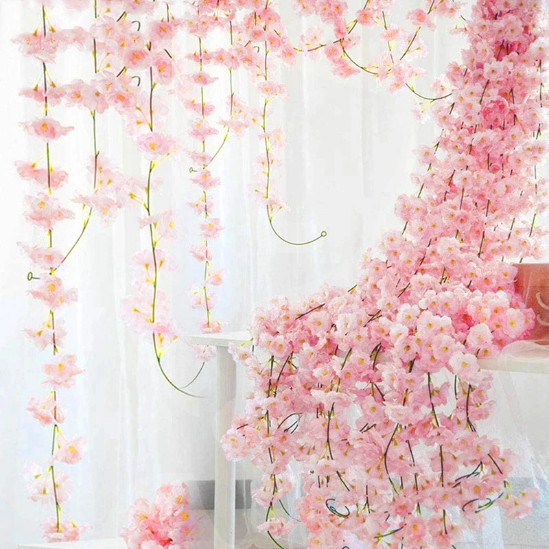180cm Artificial Sakura Flower Vine – Realistic Faux Cherry Blossom Garland for Wedding Arches, Garden Décor, Party Decorations, Christmas & DIY Floral Projects
