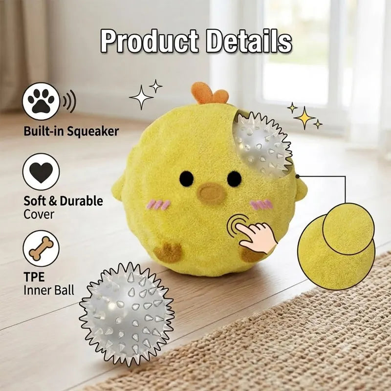 Squeaky Plush Spiky Ball Dog Toy – Interactive Chew & Training Toy for Boredom Relief, Teeth Cleaning & Puppy Play